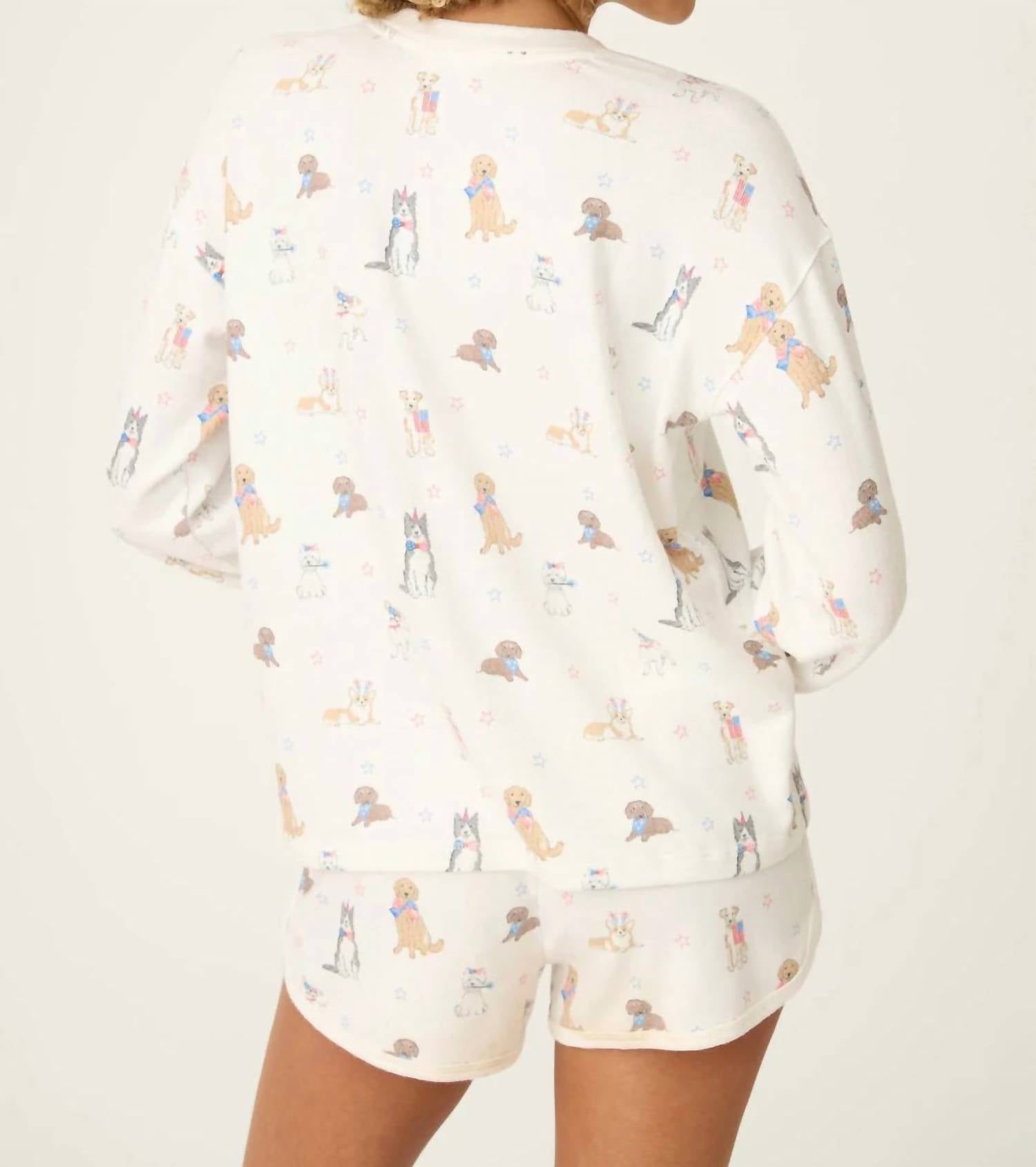 Pj Salvage - Woof Patriotic Pups Long Sleeve Top