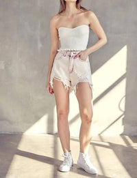 Idem Ditto - Distressed Hem Denim Shorts