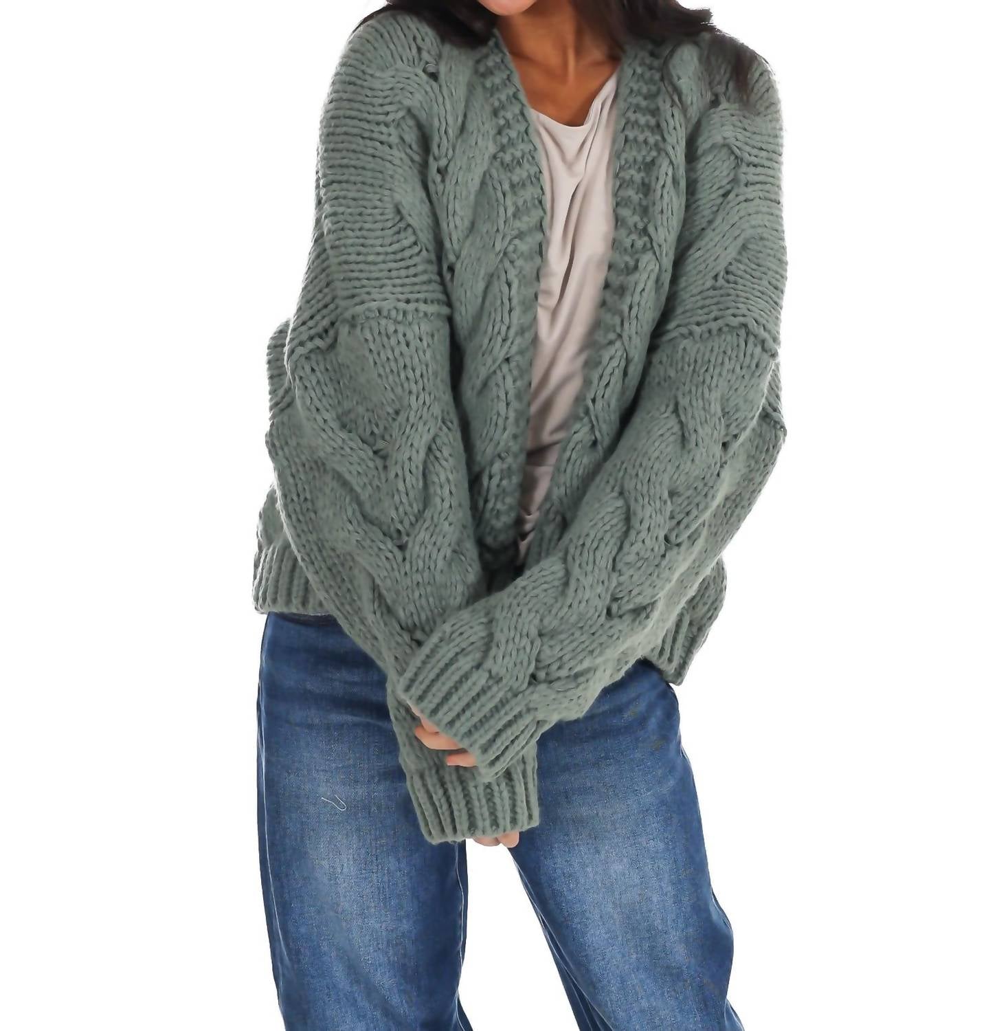 Dreamers - Chunky Cable Knit Open Cardigan