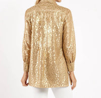 JUDE CONNALLY Mitzi Lace Top in gold cheetah - women's shirt - alternate view