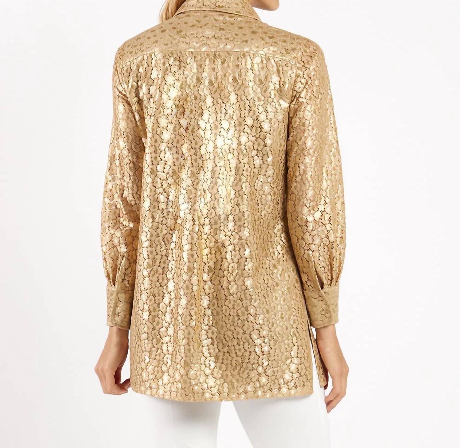 JUDE CONNALLY Mitzi Lace Top in gold cheetah - women's shirt - alternate view