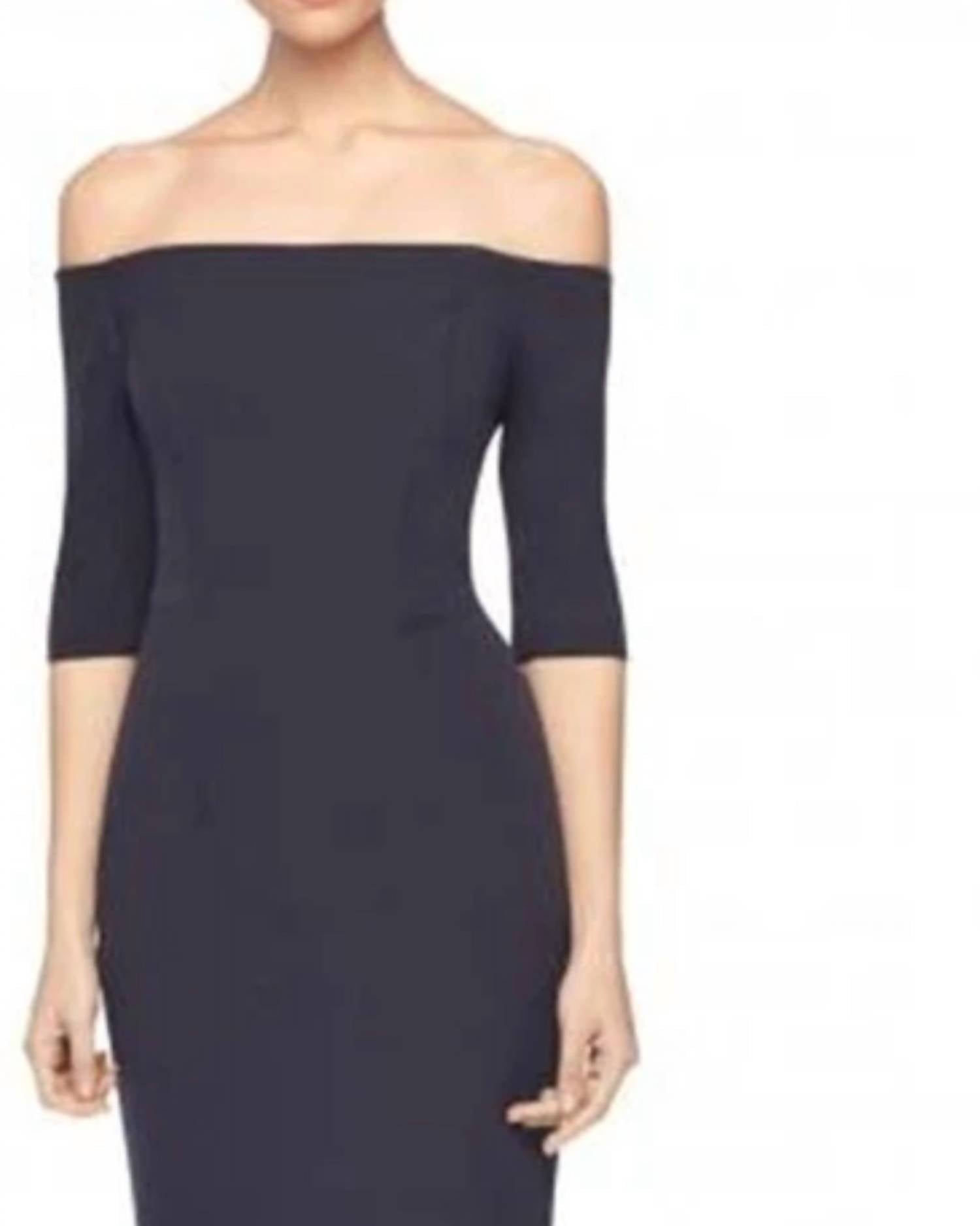 Milly - Slim Off Shoulder Black Sheath Dress