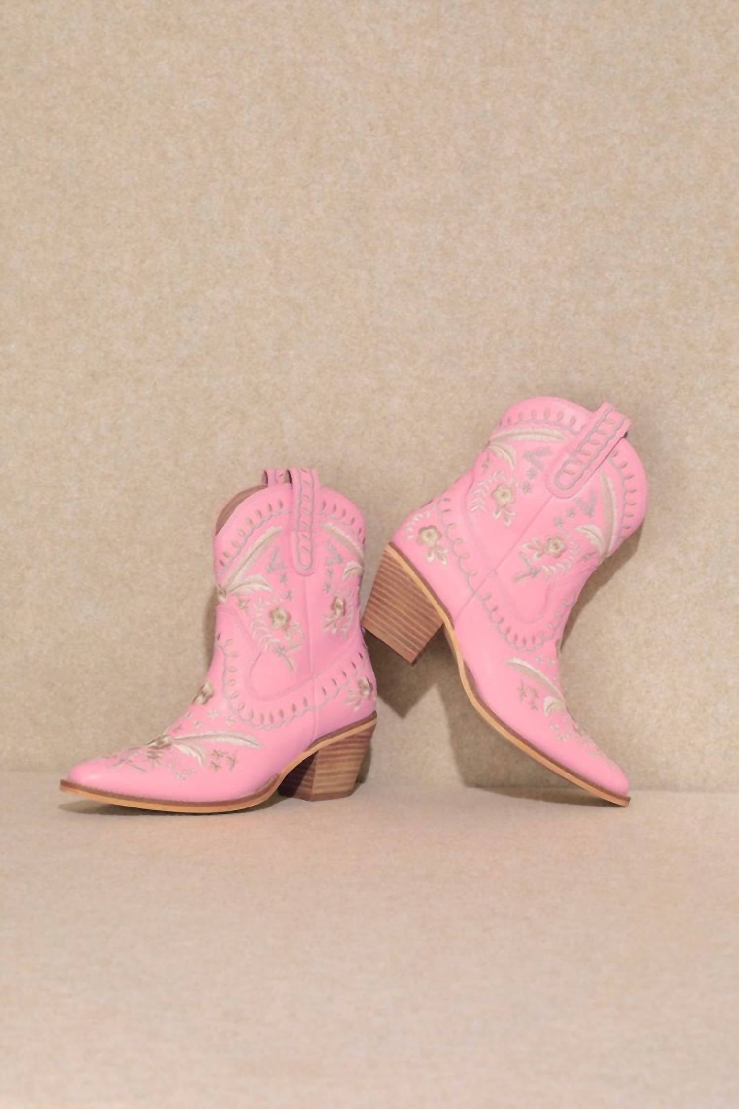 Miim - Women's Botanical Embroidered Cowgirl Booties