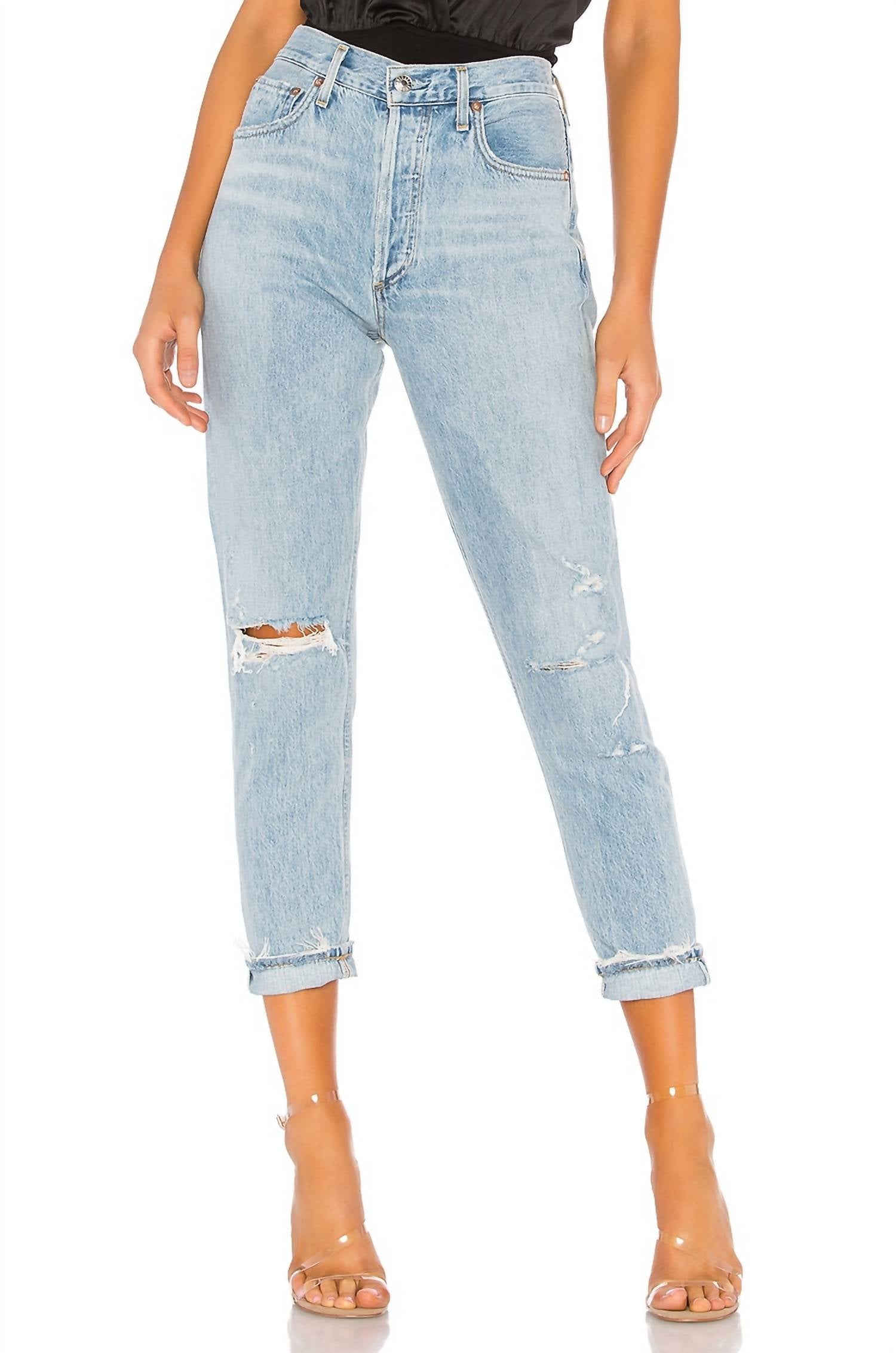 AGOLDE Jamie High Rise Classic Jeans in shakedown - women's jeans - detail view