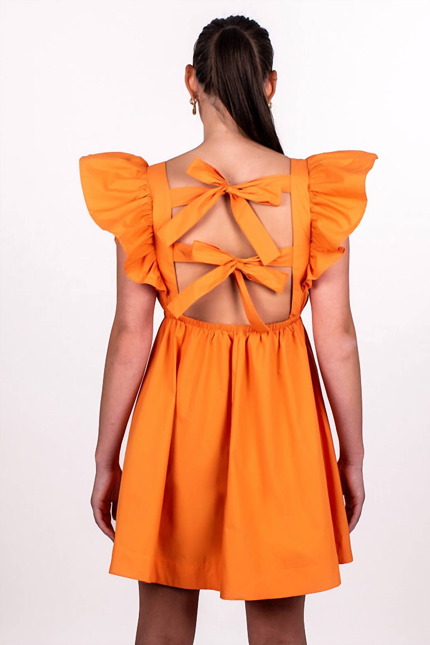 Day + Moon - Ruffle Sleeve Tie Back Dress