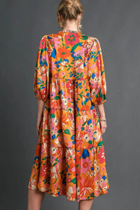 Umgee - Satin Floral Babydoll Dress