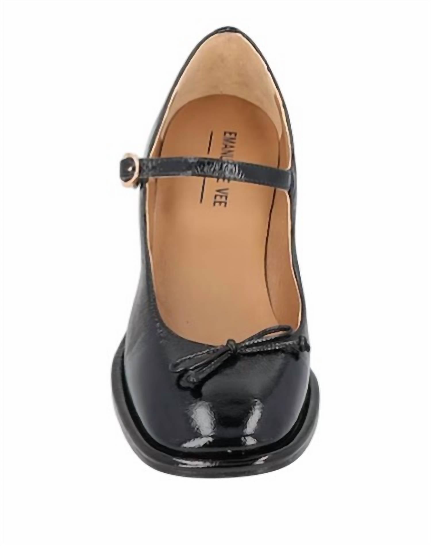EMANUÈLLE VEE Women's Square Heel Leather Pumps in black - women's heels - view 4
