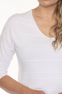 Joseph Ribkoff - Textured Stripe V-neck 3/4 Sleeve Knit Top