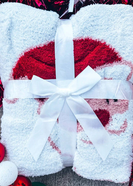 Prickly Pear Tx - Santa Face Christmas Holiday Blanket