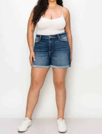 Artemis Vintage High Rise Stretch Midi Cuff Short - Plus in dark blue - women's shorts - view 8