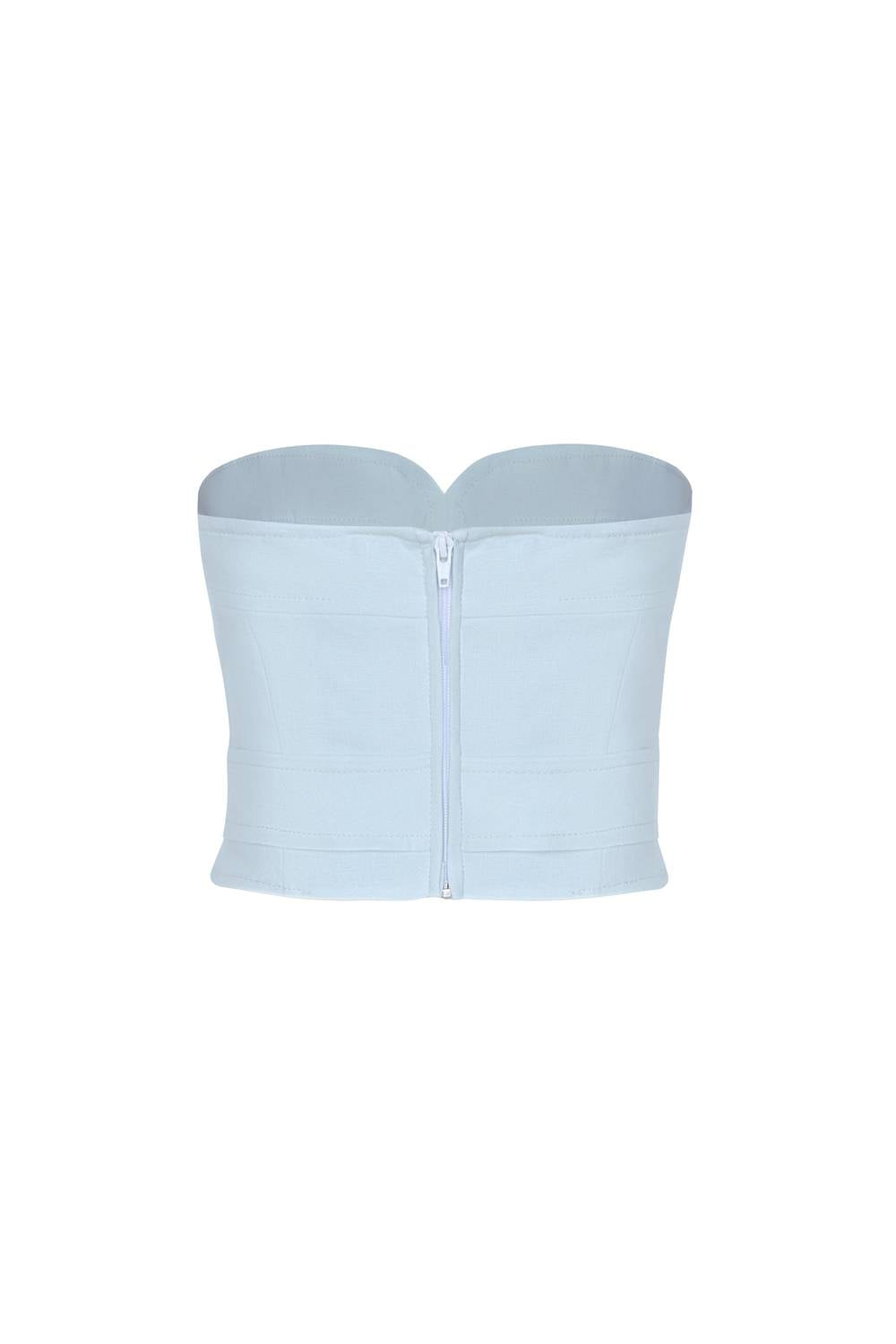 Andres Otalora - Sea Incierto Linen Cropped Top