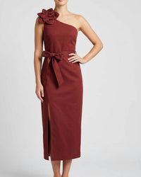 ENDLESS BLU. Made You Look Midi Dress in rust - women's dress