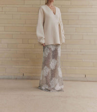 Curaae Seville Wrap Cardigan in ivory - women's cardigan - detail view