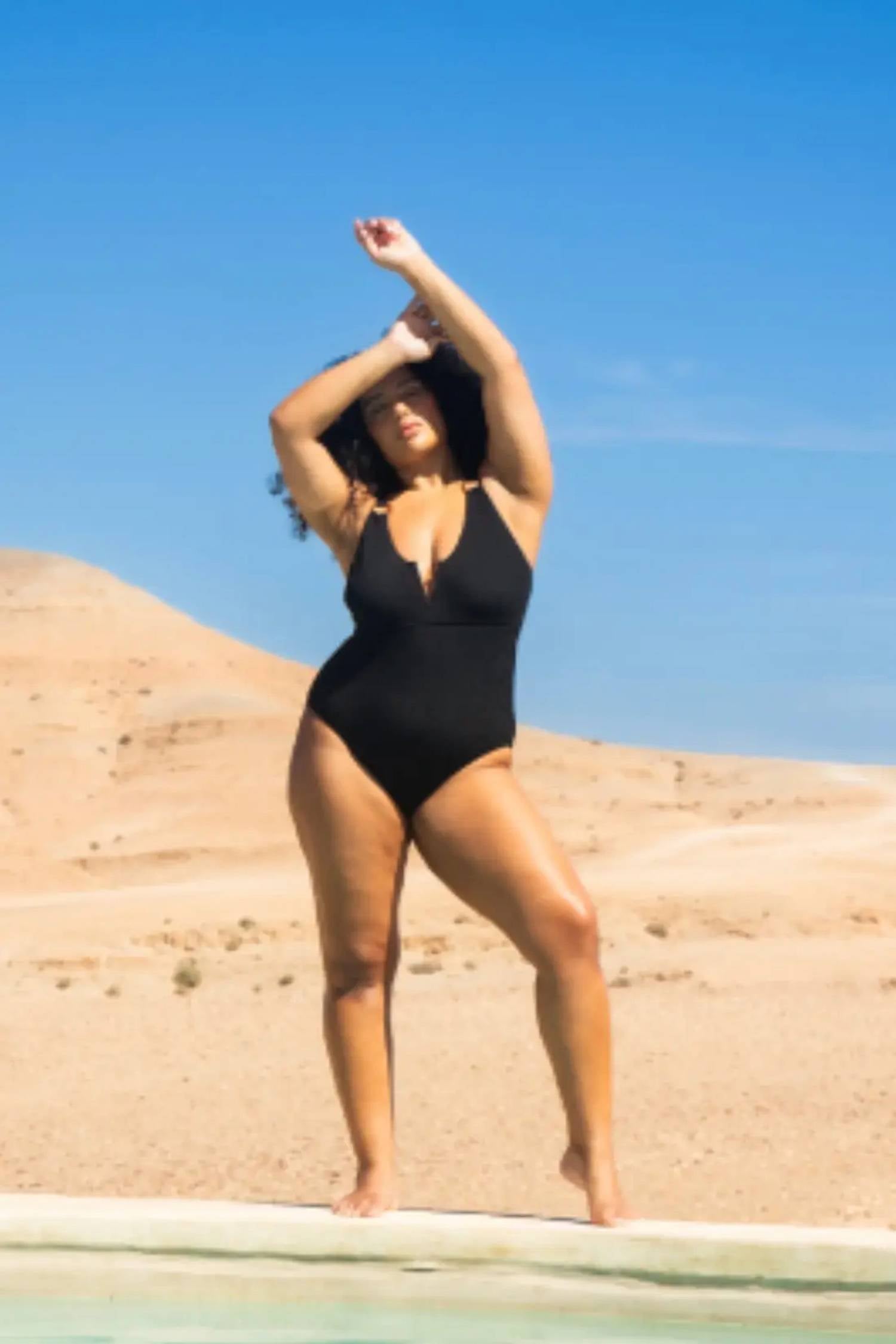 Fashion Szn Curve - Trim Detail Sculpting Crinkle Swimsuit - Plus Size