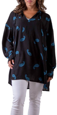 Gigi Moda - Paisley Tiered Long Sleeve Blouse