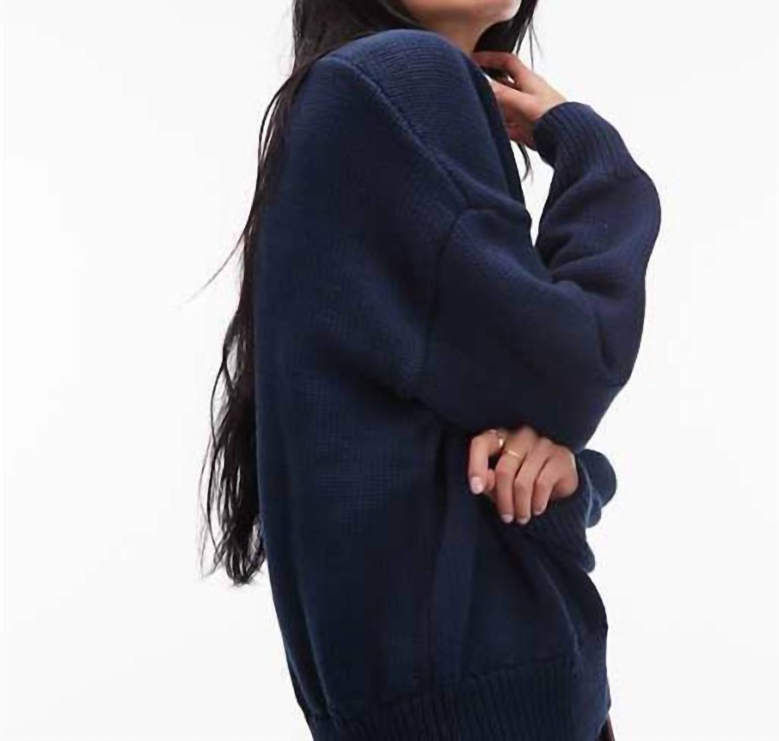 NIA Chia V-neck Sweater in navy - women's sweater - alternate view