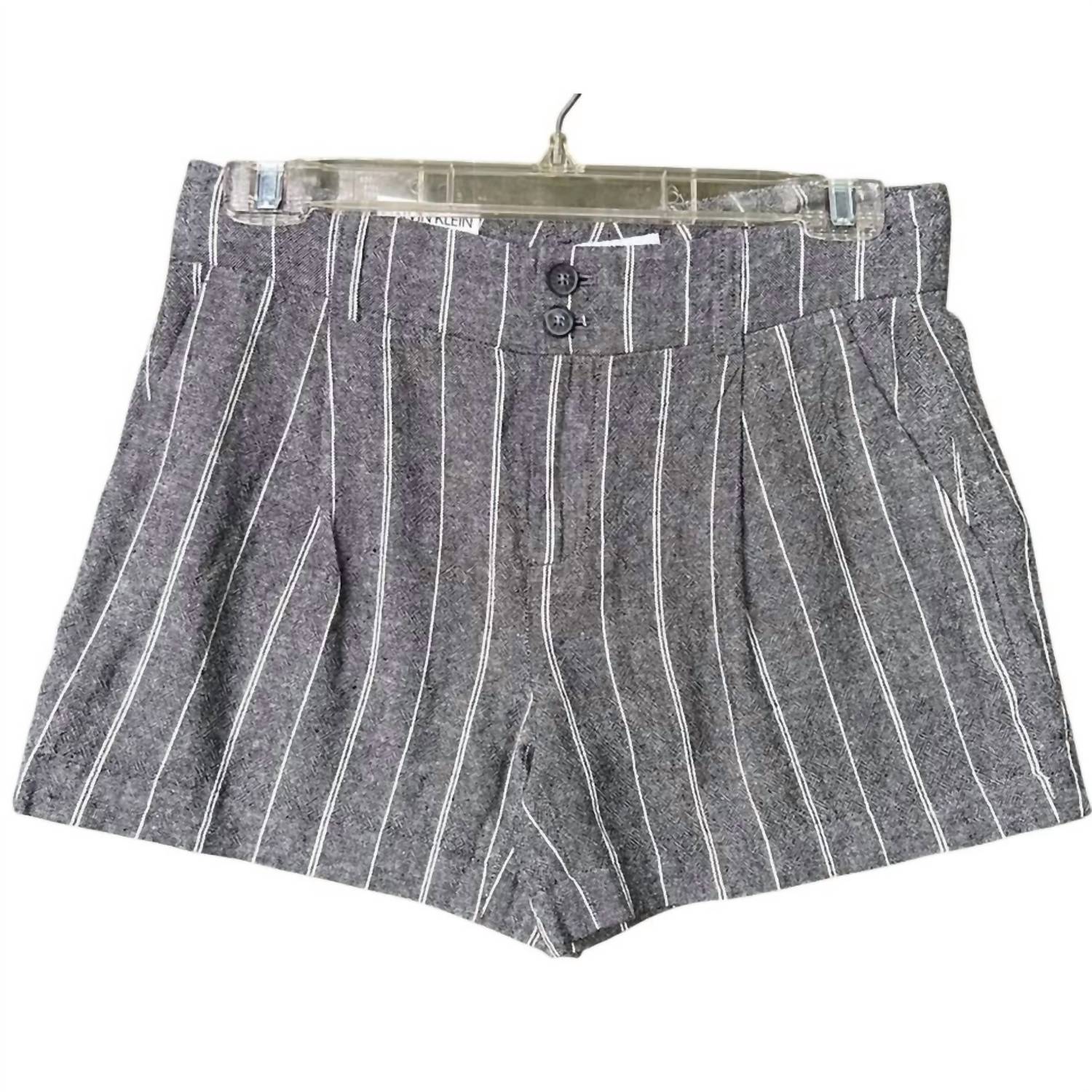 CALVIN KLEIN Women's Linen Blend Striped Shorts with Pockets in gray - women's shorts