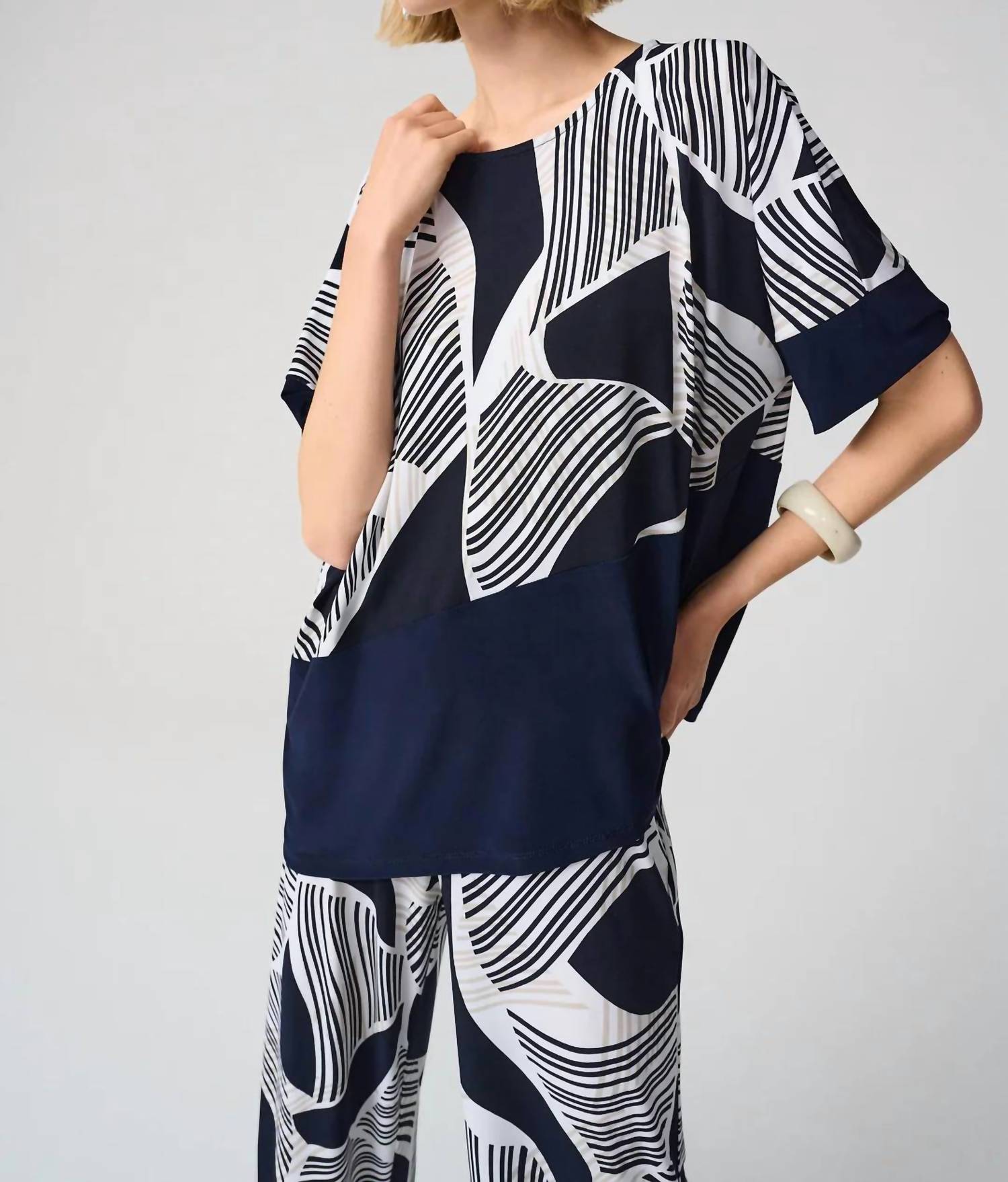 Joseph Ribkoff - Geometric Print Asymmetrical Cocoon Top