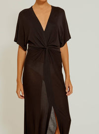 Lenny Niemeyer v neck cover up in black - women's dress - alternate view