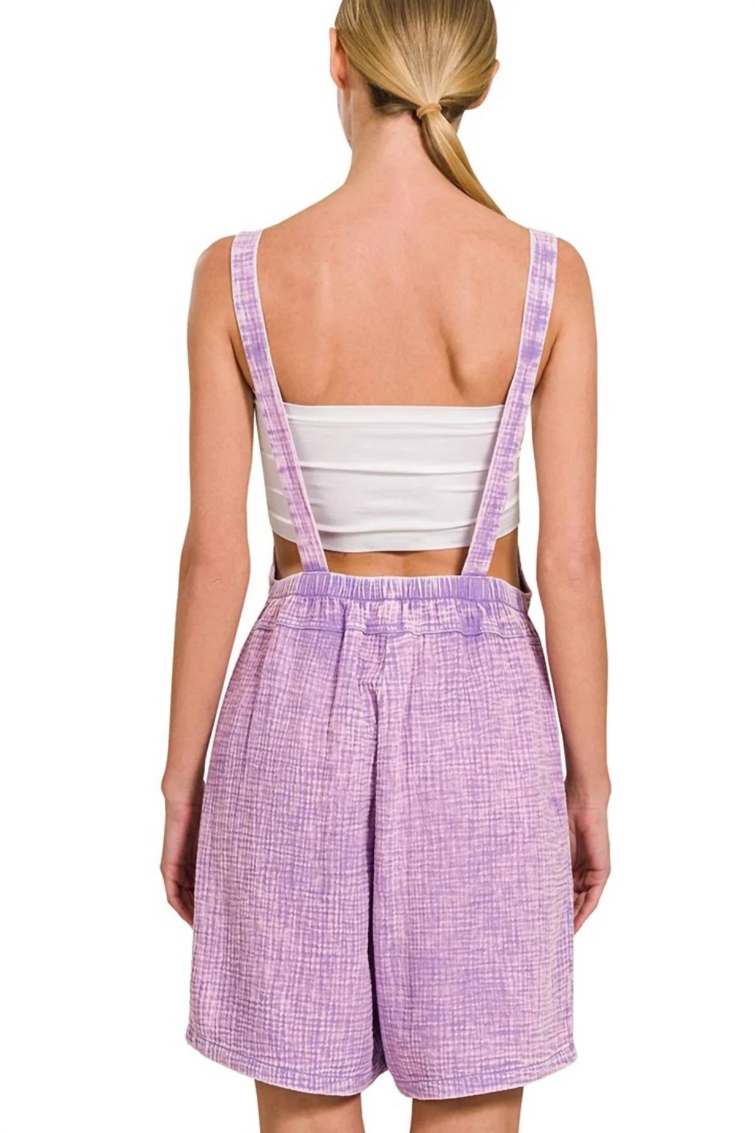 Zenana - Woven Double Gauze Acid Washed Romper