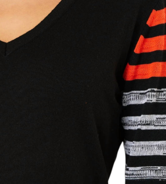 French Kyss - Stripe V Neck Top