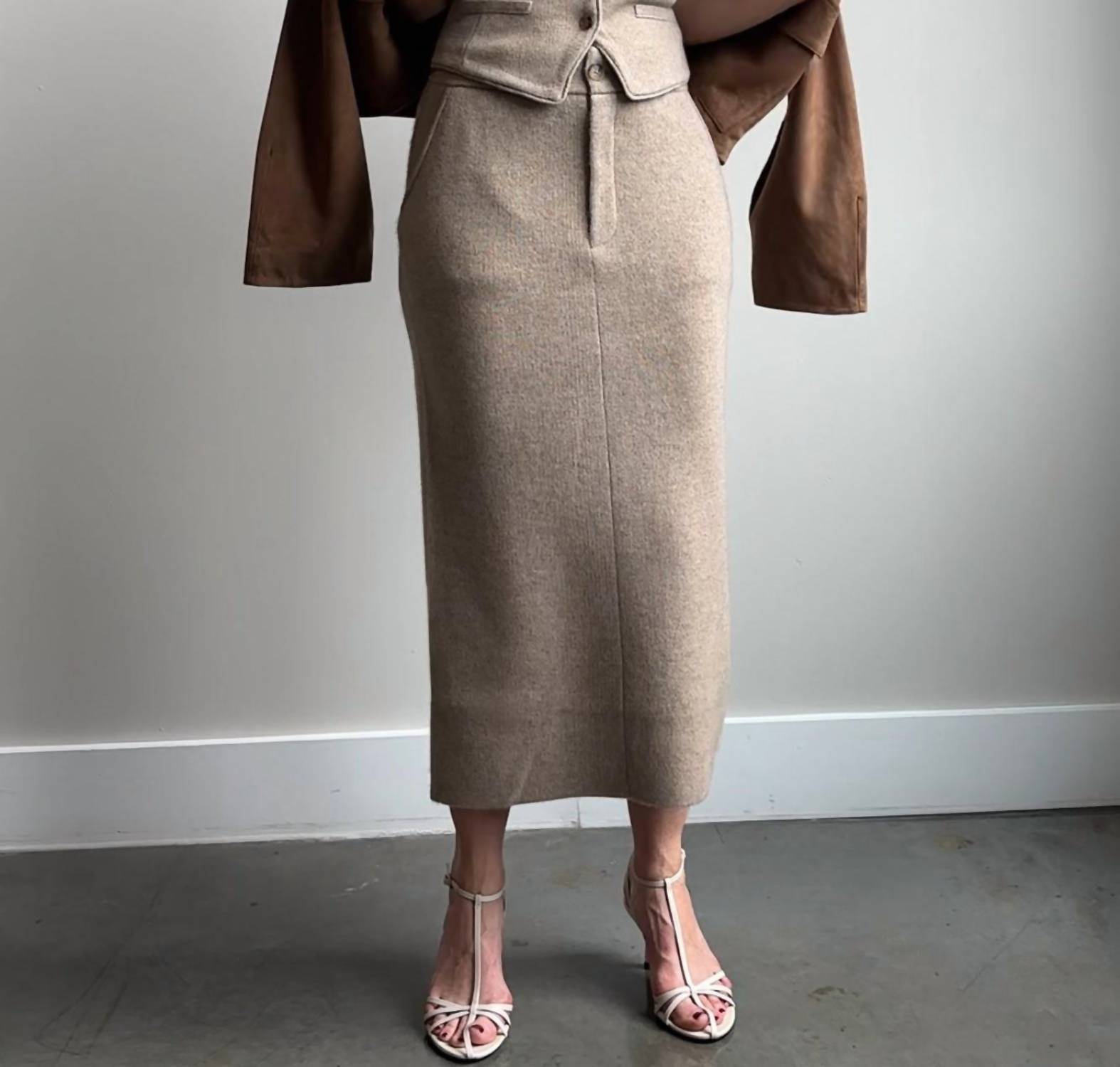 Guest In Residence Tailored Halter Vest in residence tailored halter vest in taupe - women's jacket - view 4