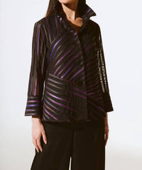 Joseph Ribkoff - Striped High-neck Jacket