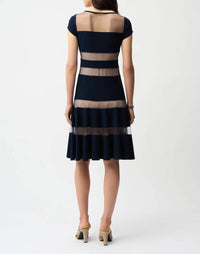 Joseph Ribkoff - Mesh Insert Fit And Flare Dress
