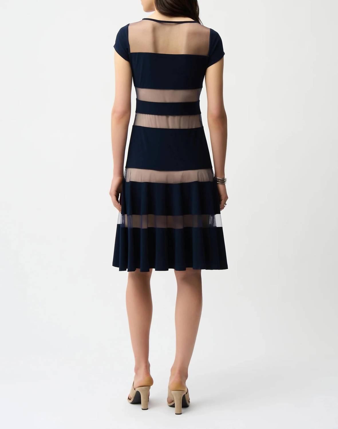 Joseph Ribkoff - Mesh Insert Fit And Flare Dress