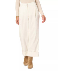 Democracy Pleated Cuffed Wide-leg Pants in off white - women's pants
