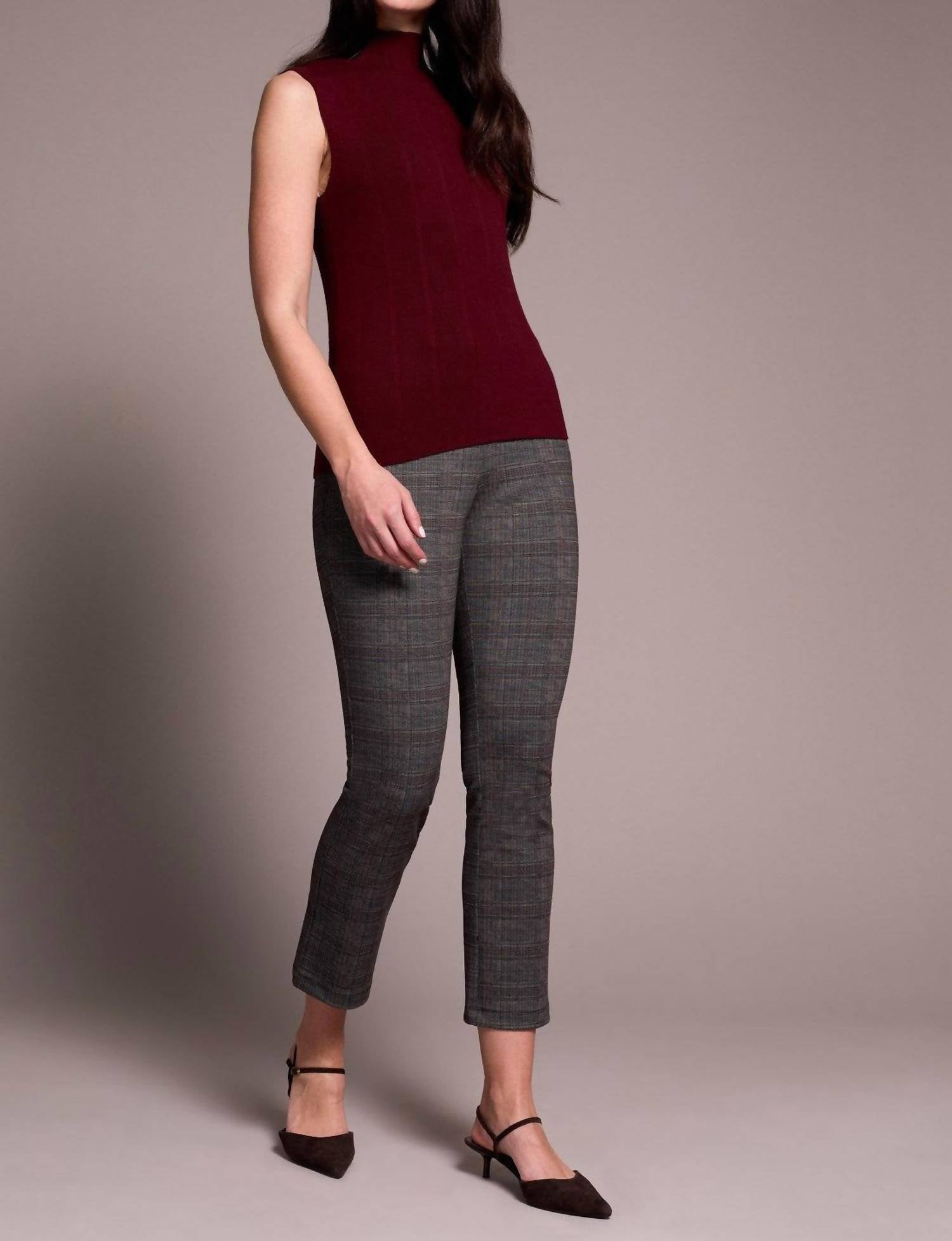Tribal - Textured Sleeveless Mock Neck Top