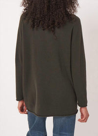 REPEAT cashmere Long Cashmere Sweater Top in khaki - women's sweater - detail view