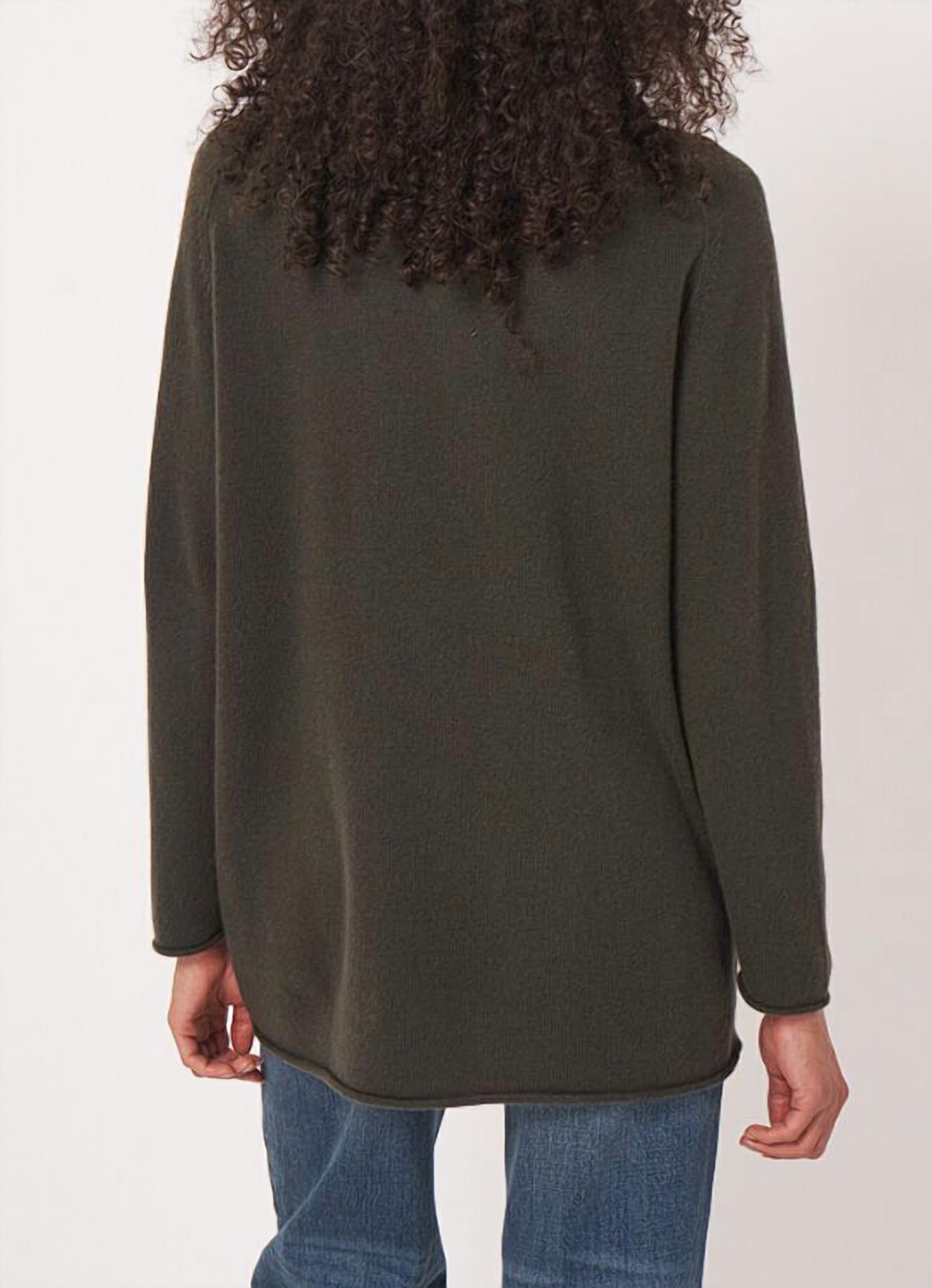 REPEAT cashmere Long Cashmere Sweater Top in khaki - women's sweater - detail view