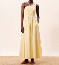FRNCH Selkie One Shoulder Dress in yellow - women's dress