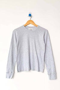 Le Bon Shoppe Pointelle Fundamental Shirt in icy gray - women's long sleeve top - alternate view