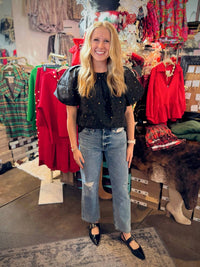 Jade - Pleated Puff Sleeve Top