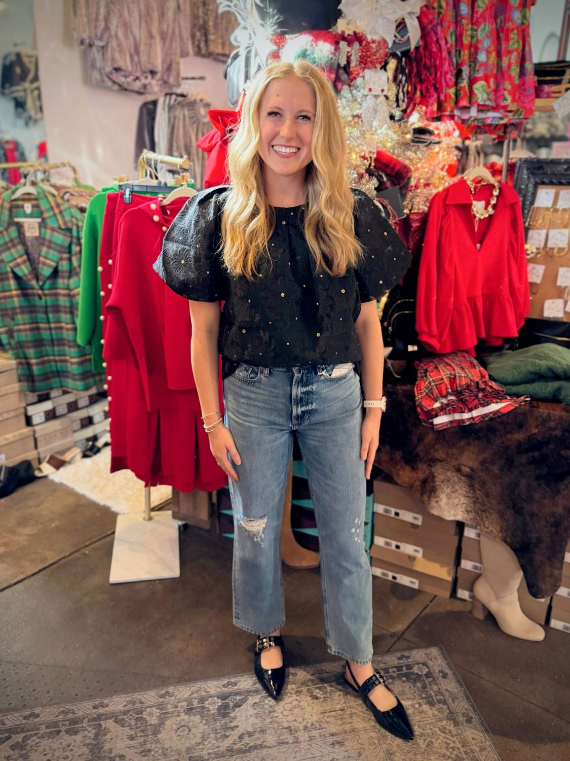 Jade - Pleated Puff Sleeve Top