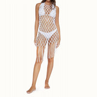 PQ Swim Beaded Brynn Cover Up in white sand - women's swimwear