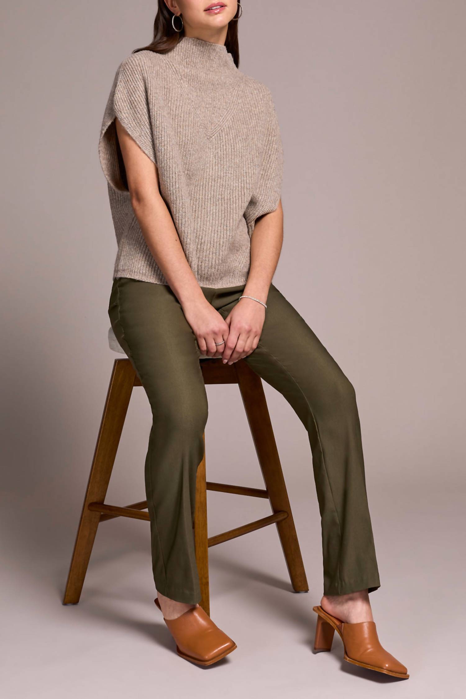 TRIBAL Cap Sleeve Sweater in oatmeal 1 - women's sweater - view 4