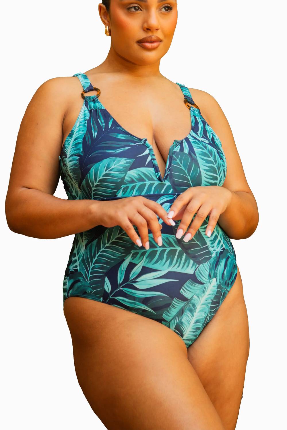 Fashion Szn Curve - Trim Detail Sculpting Swimsuit - Plus Size
