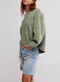 Free People Total Eclipse Tee in oil green 1 - women's long sleeve top - detail view