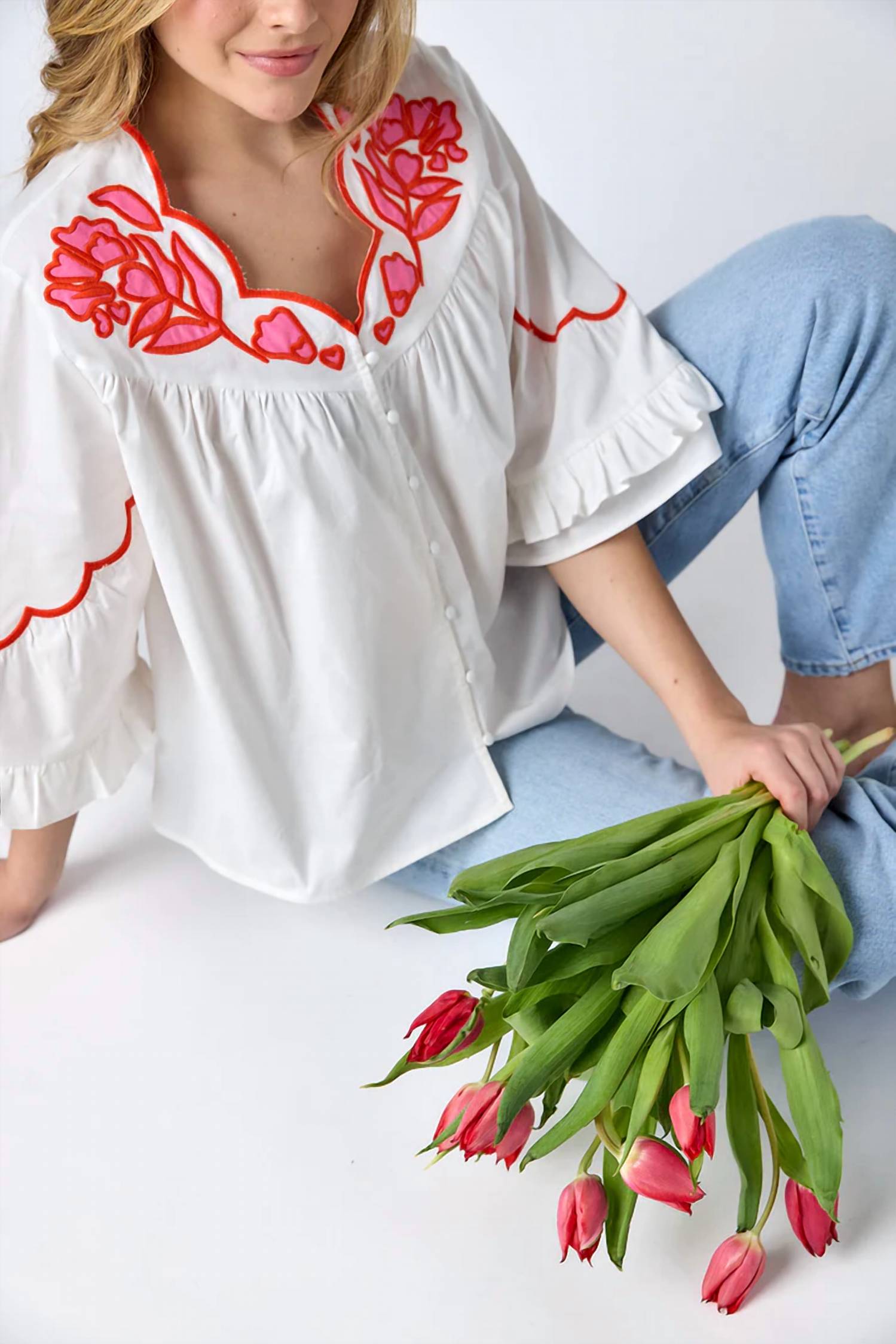 Crosby By Mollie Burch - Ity Embroidered Floral Blouse