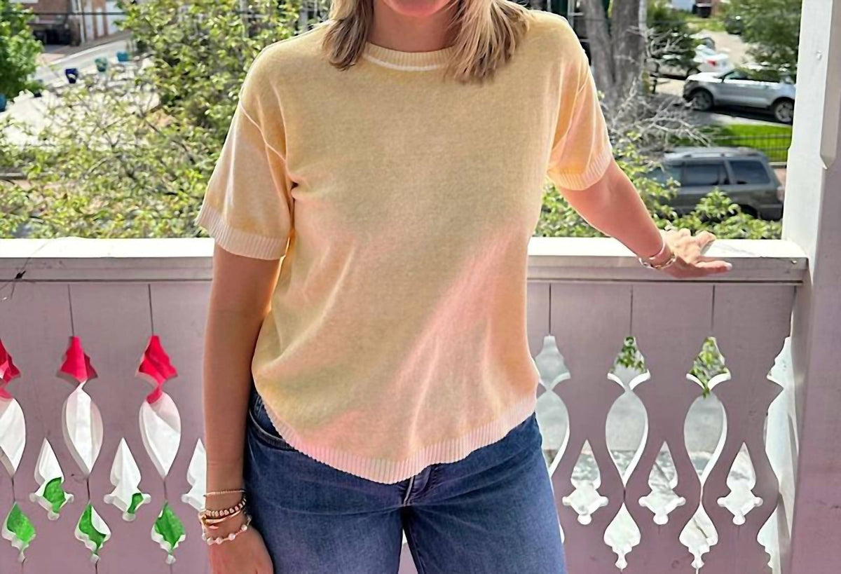 Charlie B - Women's Reverse Print Short Sleeve Crew Sweater
