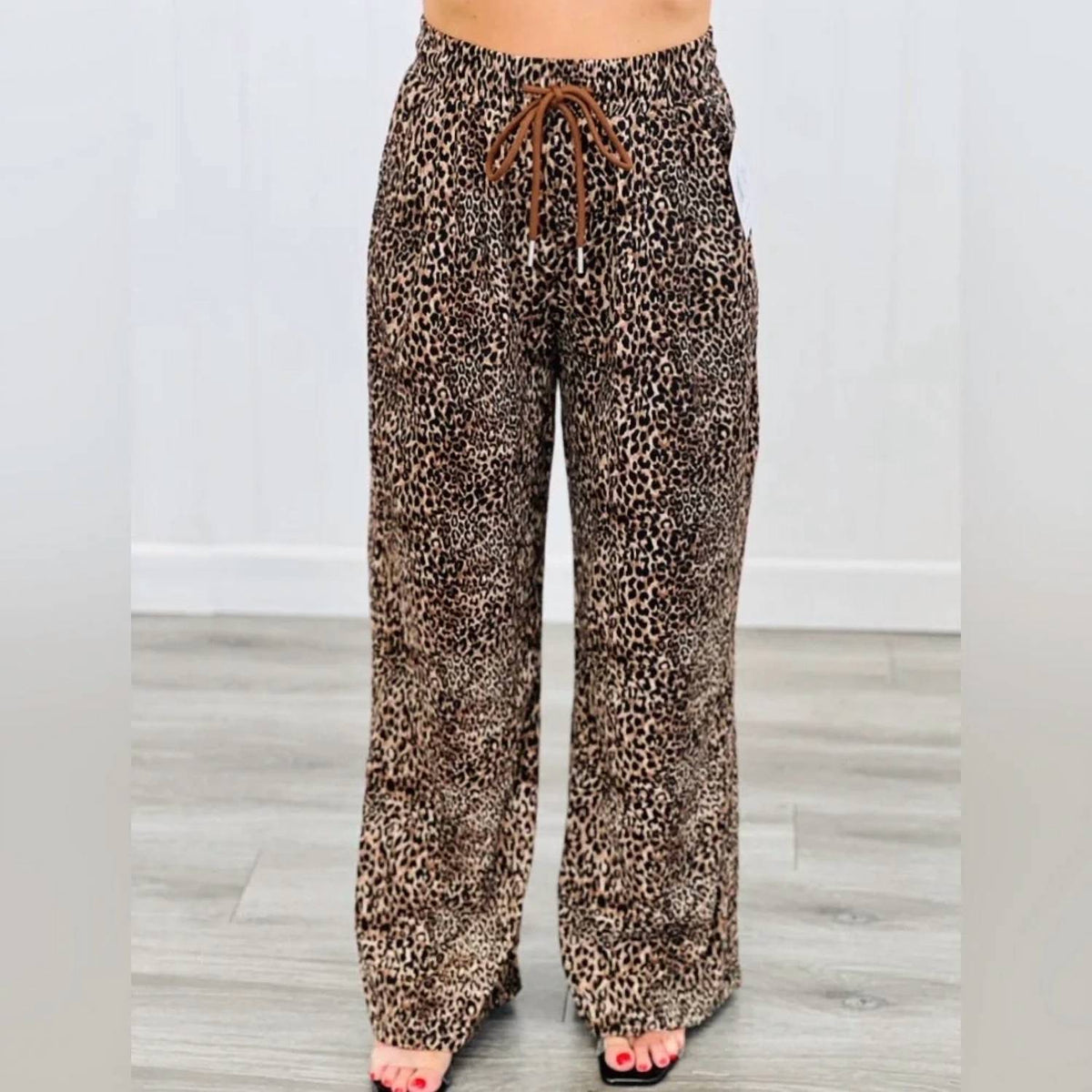 Davi & Dani - Leopard Wide Leg Pants - Plus