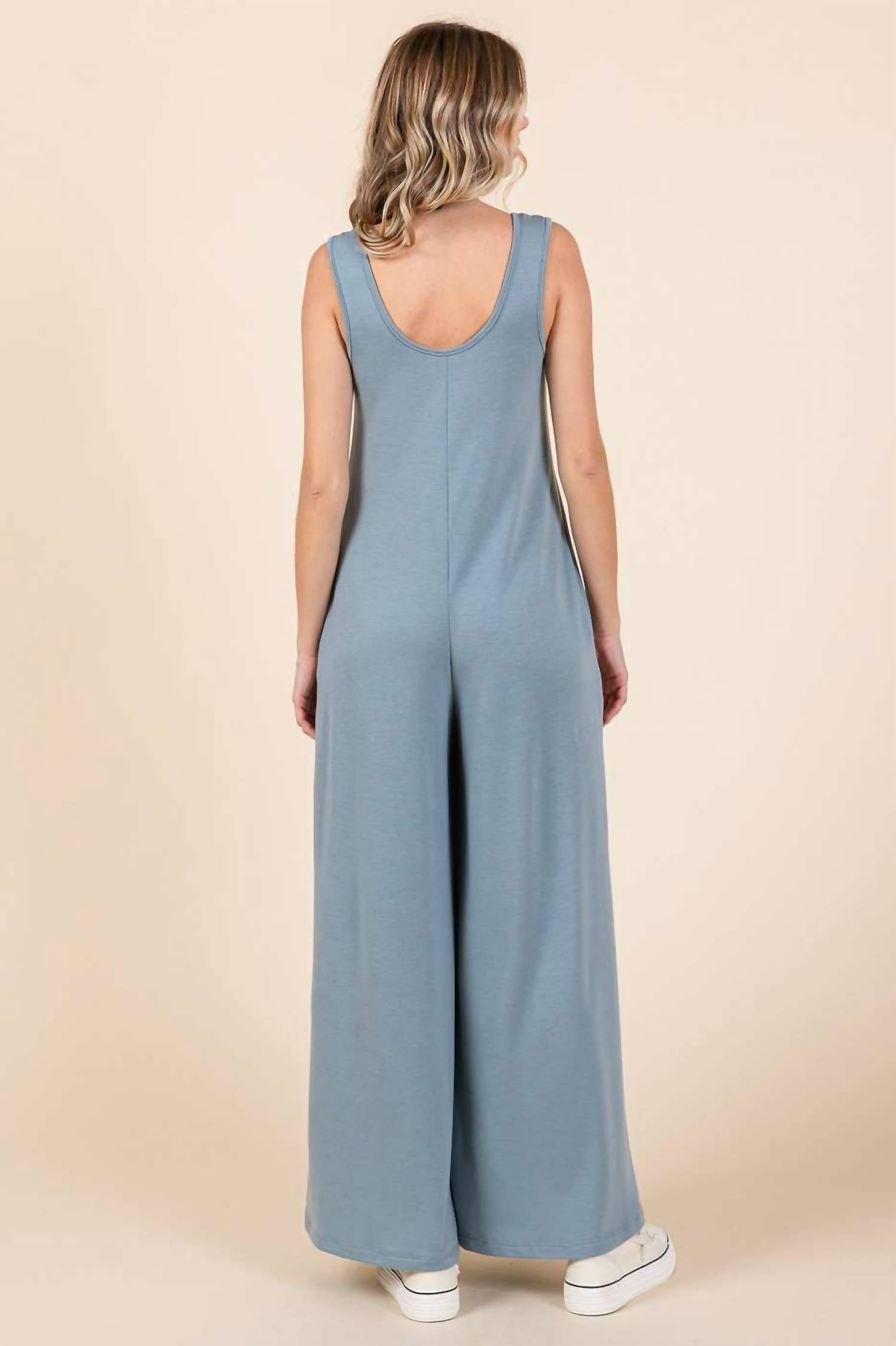 Mittoshop - Textile Scoopneck Wide Leg Jumpsuit