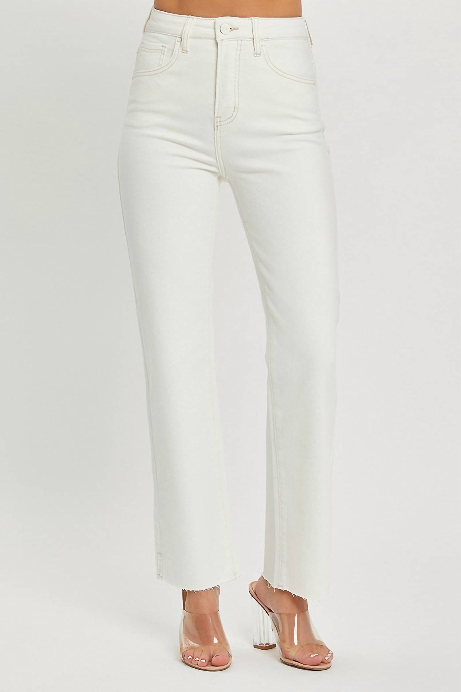 Amelia K. Luxe Raw Edge Jeans in white - women's jeans