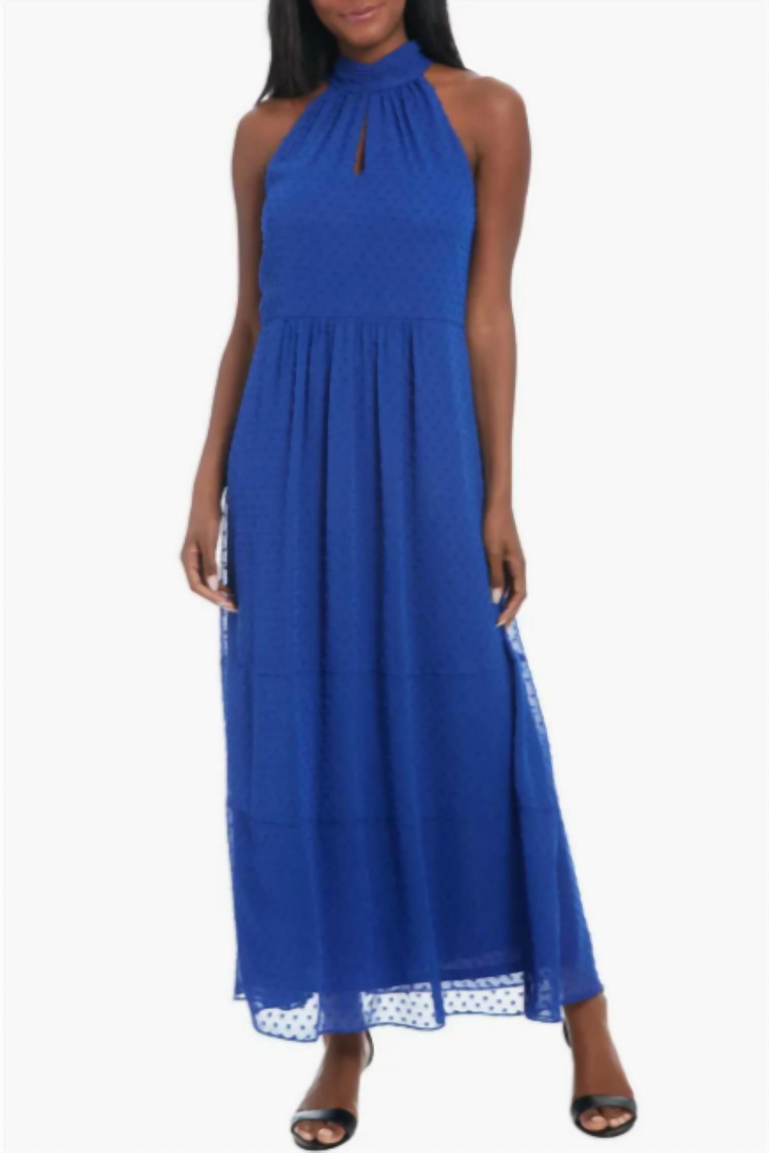 Maggy London - Swiss Dot Keyhole Halter Dress