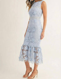 Just Me - 3d Floral Lace Midi Dress
