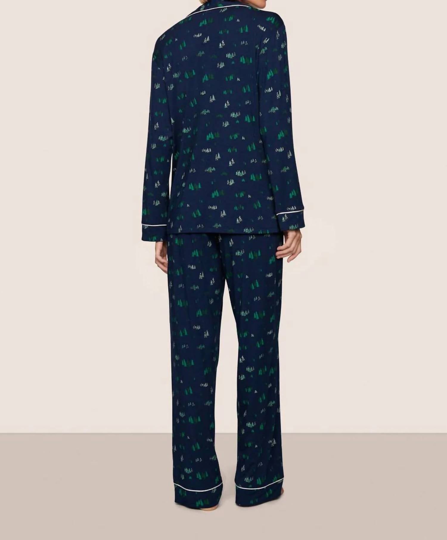 Eberjey - Gisele Pine Tree Print Long Pajama Set