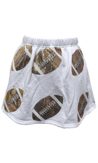 QUEEN OF SPARKLES Scattered Sequin & Rhinestone Football Skort in white - women's shorts - view 5